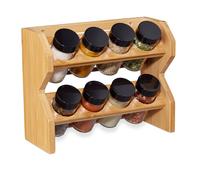 Relaxdays Étagère à épices bambou 8 pots