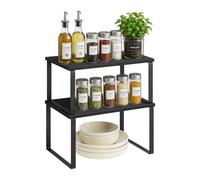 Relaxdays Étagère à épices, en Lot de 2, Noir | Étagère de cuisine, armoire et plan de travail ; porte-épices empilables ; MDF et fer
