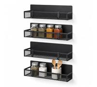Relaxdays Étagère à épices magnétique, lot de 4 (2 tailles), métal, noir | 8 crochets, pour réfrigérateur