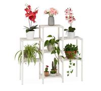 Relaxdays Étagère à fleurs bois de sapin blanc L - Escalier déco 4 niveaux 95 x 29,5 x 86,5 cm