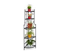 Relaxdays Etagère à fleurs de coin en métal 5 niveaux GOTH meuble plantes pliable présentoir HxlxP: 160 x 36 x 36 cm, noir