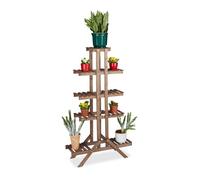 Relaxdays Etagère à fleurs en bois escalier pour plantes échelle fleur intérieur HxlxP: 142 5 x 83 x 28 5 cm brun foncé