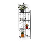 Relaxdays Etagère à fleurs en métal 4 niveaux meuble plantes pliable présentoir HxlxP 157 x 44 x 24 cm, noir
