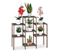 Relaxdays Etagère à fleurs marron en bois