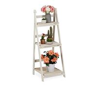 Relaxdays Escalier pour fleurs en bois blanc