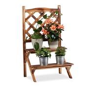Relaxdays Etagère à fleurs Treillis bois escalier plantes échelle étagère plantes Grille 2 marches, brûlé