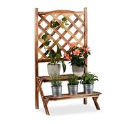 Relaxdays Etagère à fleurs Treillis bois escalier plantes échelle étagère plantes Grille 2 marches, brûlé