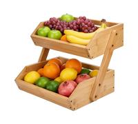 Relaxdays Étagère à fruits en bambou deux niveaux