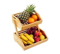 Relaxdays Étagère à fruits en bambou, H x L x P : 29 x 30 x 25 cm, support pour fruits, légumes et pâtisseries, naturel