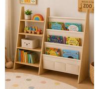 Relaxdays Étagère à livres enfant, poches en tissu