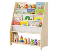 Relaxdays Bibliothèque enfant 4 pochettes en tissu