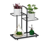 Relaxdays Étagère à Plantes, 3 Niveaux, H x L x P : 50,5 x 44 x 2 cm, pour l'intérieur, à l'abri en extérieur, Noire