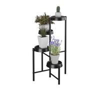 Relaxdays Étagère à Plantes, 4 emplacements, métal et Plastique, H x L x P : 81 x 48 x 49 cm, pour l'intérieur, Noire