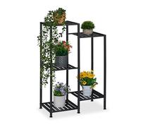 Relaxdays Étagère à Plantes, 5 Niveaux, pour Vos trésors Verts, métallique, H x L x P : 81 x 55 x 28,5 cm, Noir