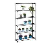 Relaxdays Étagère à plantes, 6 niveaux, pour vos trésors verts, métal et plastique, H x L x P : 174 x 91 x 28 cm, noire