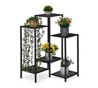 Relaxdays Étagère à Plantes, 6 Niveaux, pour Vos trésors Verts, métallique, H x L x P : 81 x 55 x 55 cm, Noir