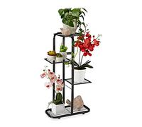 Relaxdays Étagère à Plantes en métal, Porte-Fleurs, 4 étages, intérieur, extérieur, HLP 81 x44 x 24,5 cm, Noir