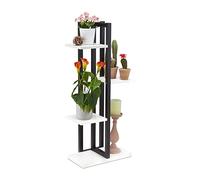 Relaxdays Étagère à Plantes, escalier Fleurs, 4 Niveaux, HLP 93x42,5x22,5 cm, métal, Support intérieur, Blanc