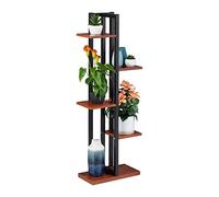 Relaxdays Étagère à Plantes, escalier Fleurs, 5 Niveaux, HLP 117 x 43 x 22 cm, Acier MDF, Support intérieur, Brun foncé