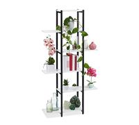 Relaxdays Étagère à Plantes, escalier Fleurs, 6 Niveaux, HLP 150 x 78 x 24 cm, Acier MDF, Support intérieur, Blanc