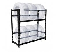 Relaxdays Étagère à pneus pour 4-6 pneus, Acier Noire, 100x85x35 cm, 150 kg/étage, système emboîtable