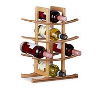 relaxdays Etagère à vins en Bambou, Petit Support à 12 Bouteilles, 4 Niveaux, Autonome, HLP 42,5x30x16 cm, Naturel, 5 x 30 x 16 cm