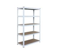 Relaxdays Étagère Charge Lourde 5 Niveaux, 180x100x30 cm Blanc/Marron, 875 kg, emboîtable, Cave/Garage