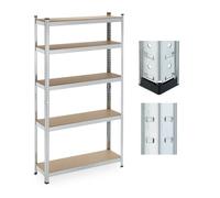 Relaxdays Étagère charge lourde, 5 niveaux, HxLxP: 180x100x30 cm, supporte jusqu’à 500 kg, acier, cave & garage, argenté