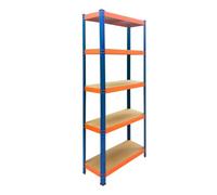 Relaxdays Étagère charge lourde, bleu-orange | H x L x P : 180 x 60 x 30 cm, 875 kg, 5 niveaux MDF, acier, à emboîter