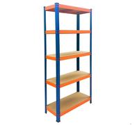 Relaxdays Étagère charge lourde H x L x P : 180 x 75 x 30 cm 875 kg 5 niveaux MDF acier à emboîter bleu-orange