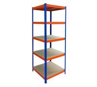 Relaxdays Étagère charge lourde, H x L x P : 200 x 60 x 60 cm, bleu-orange | Charge maximale 875 kg, 5 niveaux en MDF, étagère acier à emboîter pour cave, garage et atelier, bleu-orange