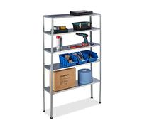 Relaxdays Étagère Charge Lourde, Lot de 2, Maximum 250 kg, 5 Niveaux, HLP 185x100x30 cm, Cave&Garage, Acier zingué, argenté