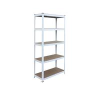Relaxdays Étagère Charges Lourdes, HxLxP 150×75×35 cm, 875 kg, 5 Niveaux, Cave/Garage, emboîtable, Blanc/Marron