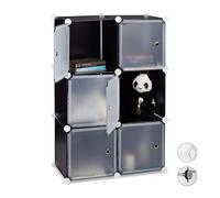 Relaxdays Étagère Cubes penderie Armoire Rangement 6 casiers Plastique modulable DIY HLP: 97,5x66x32 cm, Noir, Acier, PP, ABS, 5 x 66 x 31,5 cm
