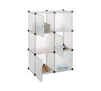 Relaxdays Étagère cubes penderie armoire rangement 6 casiers plastique modulable DIY HxlxP: 105x70x35 cm, transparent