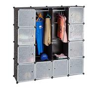 Relaxdays Étagère cubes rangement penderie armoire 12 compartiments plastique modulable HxlxP: 145,5 x 145,5 cm, noir
