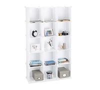 Relaxdays Étagère Cubes Rangement penderie Armoire 15 casiers Plastique Chaussures modulable, Blanc