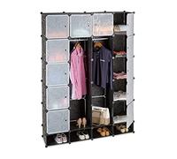 Relaxdays Étagère cubes rangement penderie armoire 18 compartiments plastique chaussures modulable 145 x 200 cm, noir