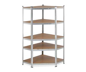 Relaxdays Étagère d’Angle pour Charge Lourde, galvanisé, argenté | charge 875 kg, HLP 181 x 128 x 92 cm, 5 niveaux, acier
