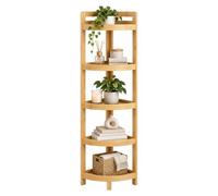Relaxdays Étagère d'angle bambou, nature | 5 tablettes semi-rondes, 116 x 23 x 23 cm, sur pied, salle de bains/cuisine