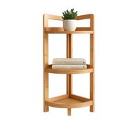 Relaxdays Étagère d'angle en Bambou, 3 étagères, H 77 x L 23 x P 23 cm, pour Salle de Bain et Cuisine, Design Naturel.