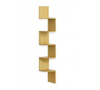 Relaxdays Étagère d'angle Murale, H x L x P : 125 x 20 x 20 cm, 5 étagères, MDF, Design en Zigzag, Naturel
