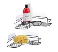 Relaxdays Étagère d'angle pour la Douche, Lot de 2 paniers, Porte-shampoing, sans perçage, 2 Tailles, en métal, Noir