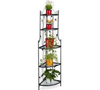 Relaxdays : étagère d'angle pour plantes GOTH, en métal, 5 niveaux, pliable, résistante aux intempéries, étagère pour plantes HBT 160 x 36 x 36 cm, noire