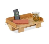 Relaxdays Étagère de lit bambou & fente tablette