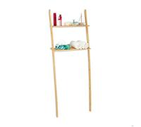 Relaxdays Etagère de machine à laver bambou, 2 rangements, meuble de salle de bain, 175 x 66 x 30 cm, toilettes, nature