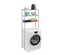 Relaxdays Etagère de Machine à Laver en métal, 3 Niveaux, Rangement de Salle de Bain, WC, HLP 162,5x67x30 cm, argenté