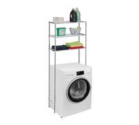 Relaxdays Etagère de machine à laver en métal, 3 niveaux, rangement de salle de bain, WC, HLP 162,5x67x30 cm, argenté