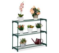 Relaxdays Etagère de plantes, 3 supports, fleurs et pots de plantes, intérieur, métal et plastique, HlP 74,5x91x28,5 cm,