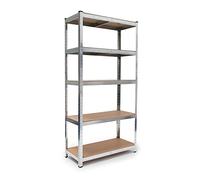 Relaxdays Etagère de rangement charge lourde 875 kg HxlxP 180 x 90 x 40 cm acier galvanisé, argenté